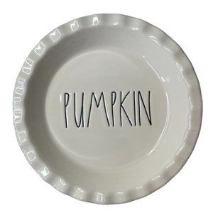 RAE DUNN ARTISAN COLLECTION PUMPKIN Pie Pan 10" Ivory Ceramic Baking Dish NEW